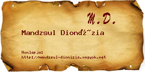 Mandzsul Dionízia névjegykártya